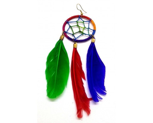 Faux Feather Earrings Jewelry Hook Drop Long Dangle Hoop Boho Ethnic LGBT AE68
